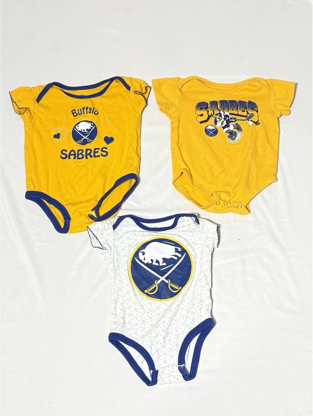 NHL Buffalo Sabres Infant 3pk Bodysuit - 18M Short Sleeve Goofy